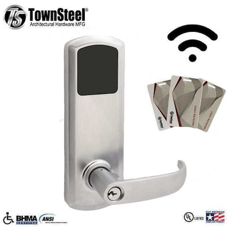 Townsteel Touch Keypad WiFi Smart Interconnect Lock, 99 pin codes, 300 MIFARE RFID cards capacity, 2 RFID Key TNS-EG5RTT-SRH626-40WSC